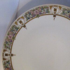 Antique hand-painted Art Nouveau porcelain plate dated 1916